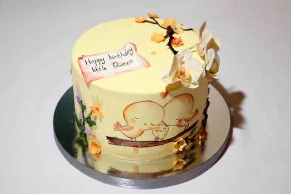 Tort Urodzinowy Tort Urodzinowy Dla Dziecka — Zdjęcie stockowe