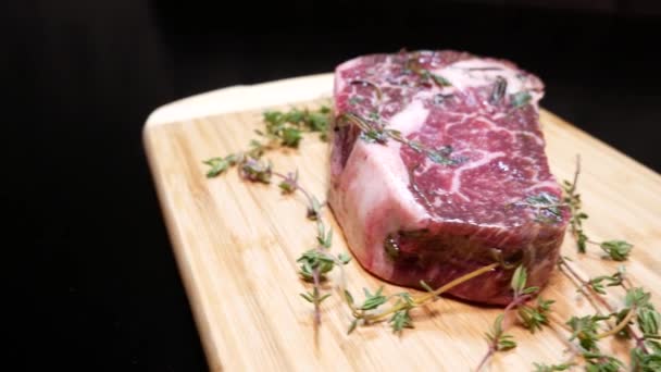 Carne Fresca Crua Carne Por Bife Bife Vaca Carne Crua — Vídeo de Stock