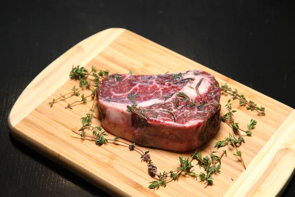 Carne Fresca Crua Carne Por Bife Bife Vaca Carne Crua — Fotografia de Stock