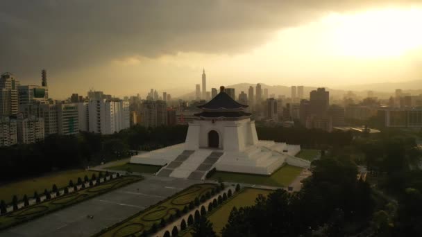 Aerial View Footage Drone National Chiang Kai Shek Memorial Hall — Stock Video