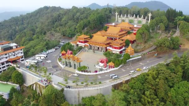 Luchtfoto Beelden Door Drone Van Wenwu Tempel Bergen Bij Sun — Stockvideo