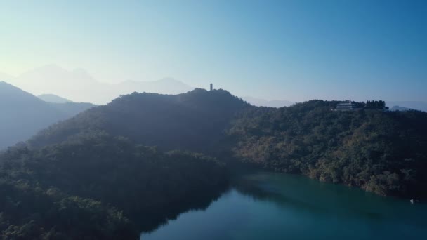 Visualização Aérea Imagens Por Drone Sun Moon Lake Taiwan — Vídeo de Stock