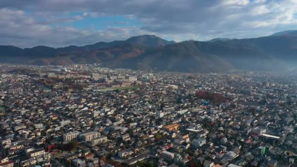 Видео Воздуха Дрона Building Городе Мацумото Нагано Япония — стоковое видео
