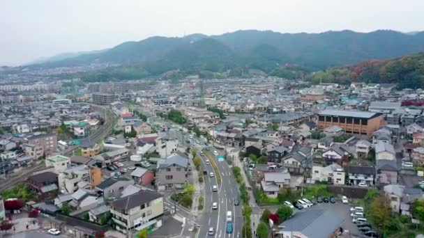 Vista Aérea Por Drone Rio Cidade Uji Kyoto Japão — Vídeo de Stock