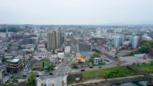 Pandangan Udara Dengan Drone Sungai Kota Uji Kyoto Jepang — Stok Video