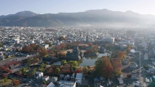 Vista Aérea Por Drone Castelo Matsumoto Cidade Matsumoto Nagano Japão — Vídeo de Stock