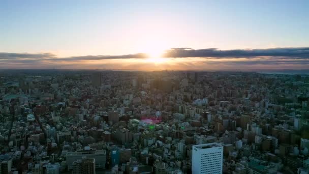 Vista Aérea Vídeo Por Drone Construção Cidade Tóquio Japão Nascer — Vídeo de Stock