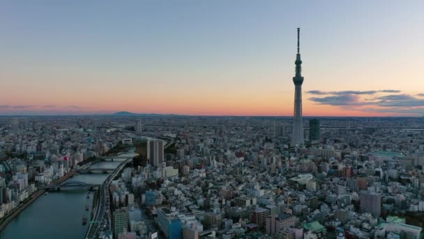 Letecký Pohled Video Drone Tokyo Sky Tree Tokyo City Japan — Stock video