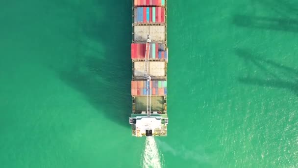 Drone Aerial View Footage Ofinternational Containers Cargos Ship Freight Transportation — 비디오