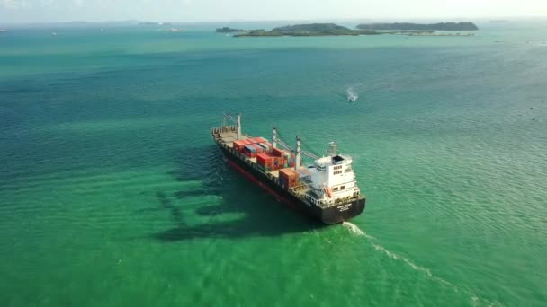Drone Aerial View Footage International Containers Cargos Hajó Fuvarozás Szállítás — Stock videók
