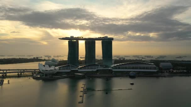 Letecký Pohled Drone Záběry Singapore City Skyline Marina Bay Singapore — Stock video