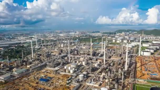 Visualização Aérea Hyperlapse Vídeo Terminal Refinaria Petróleo Instalação Industrial Para — Vídeo de Stock