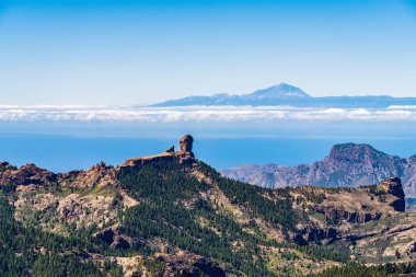 Roque Nublo Ve El Teide Renkli ve doğal Görünümü - Tejeda, G