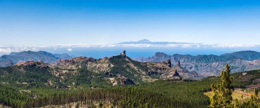 Roque Nublo Ve El Teide Renkli ve doğal Görünümü - Tejeda, G
