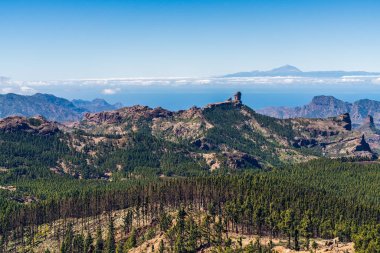 Roque Nublo Ve El Teide Renkli ve doğal Görünümü - Tejeda, G