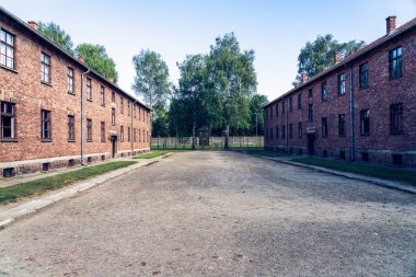 Auschwitz, Polonya - 11 Ağustos 2019: Auschwitz toplama kampı