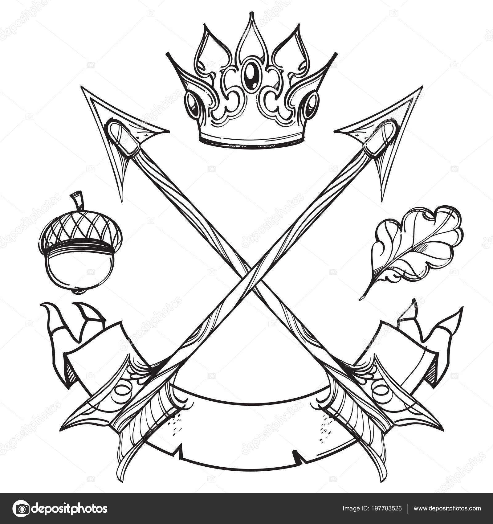 Contour Image Arrows Crown Ribbon Tattoo Stock Vector Image By C Filkusto Contour Image Arrows Crown Ribbon Tattoo Stock Vector Image By C Filkusto