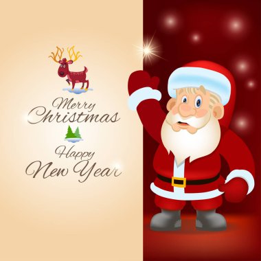 Neşeli Noel ve mutlu yeni yıl afiş şablon 