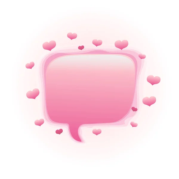 ピンクの心と吹き出し 白い背景で隔離のベクトル図 — ストックベクタ