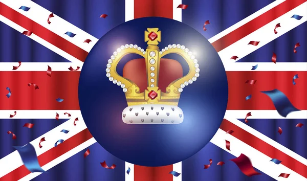 Παρασκήνιο Βρετανική Σημαία Και Στέμμα Στο Μέσο — Διανυσματικό Αρχείο