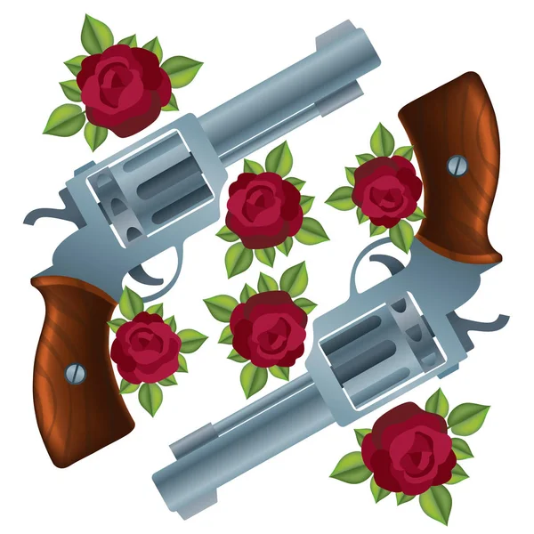 Dos Revólveres Rosas Ilustración Vectorial Aislada Sobre Fondo Blanco — Vector de stock