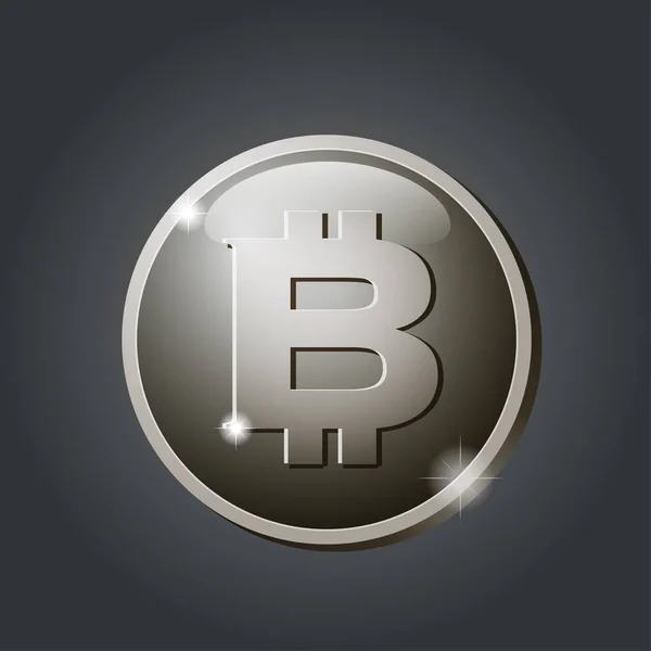 Bitcoin Srebrna Moneta Logo Kryptowaluta Wektor Ilustracja Białym Tle — Wektor stockowy
