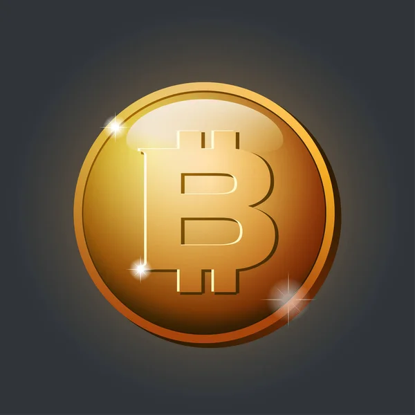 Bitcoin Monet Brązu Logo Kryptowaluta Ilustracja Wektorowa Szarym Tle — Wektor stockowy