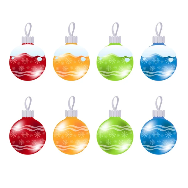 Set Palline Natale Rotonde Multicolori Creare Arredamento Nuovo Anno — Vettoriale Stock