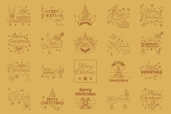 Καλά Χριστούγεννα Σύνολο Των Τυπογραφικών Στοιχείων Για Ευχετήριες Κάρτες Προσκλήσεις — Διανυσματικό Αρχείο