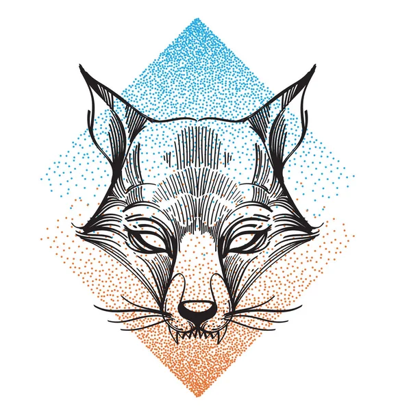 狐狸标志 图腾轮廓画在白色背景 T恤设计 — 图库矢量图片