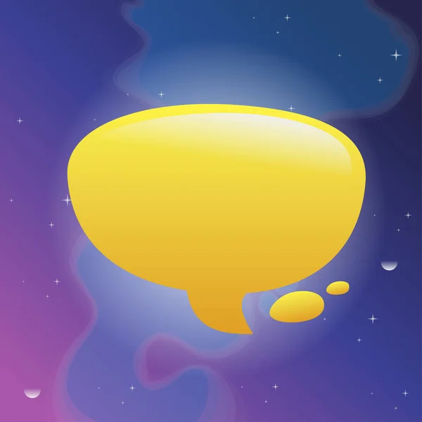 Желтый Пузырь Речи Векторная Иллюстрация Сине Фиолетовом Космическом Фоне — стоковый вектор
