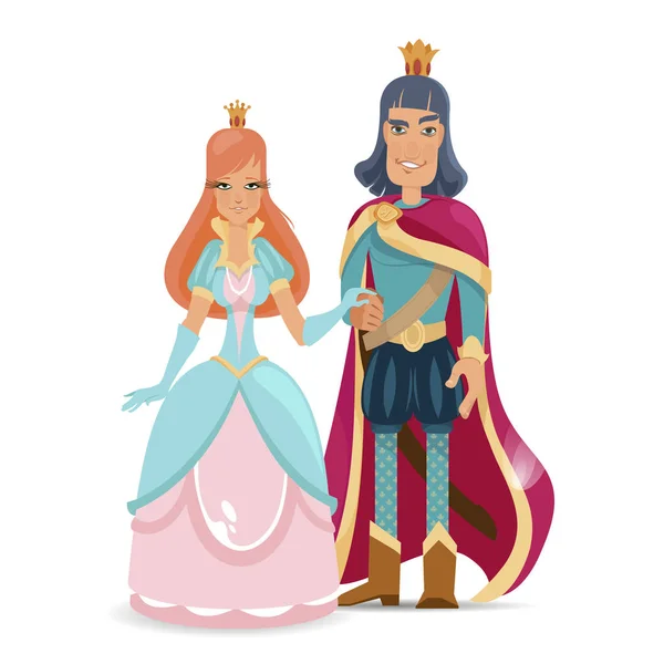 Príncipe Princesa Personajes Cuento Hadas — Vector de stock