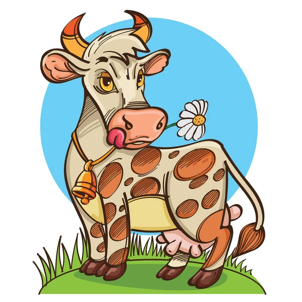 Vector Cute Cow Meadow — Stock Vector