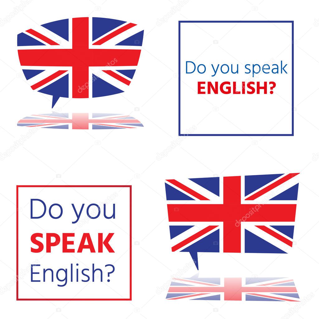 ¿Hablas inglés? Concepto de aprender inglés. Conjunto de elementos