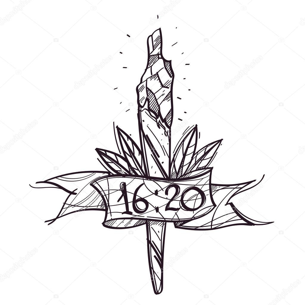 Cigarette with marijuana on white background
