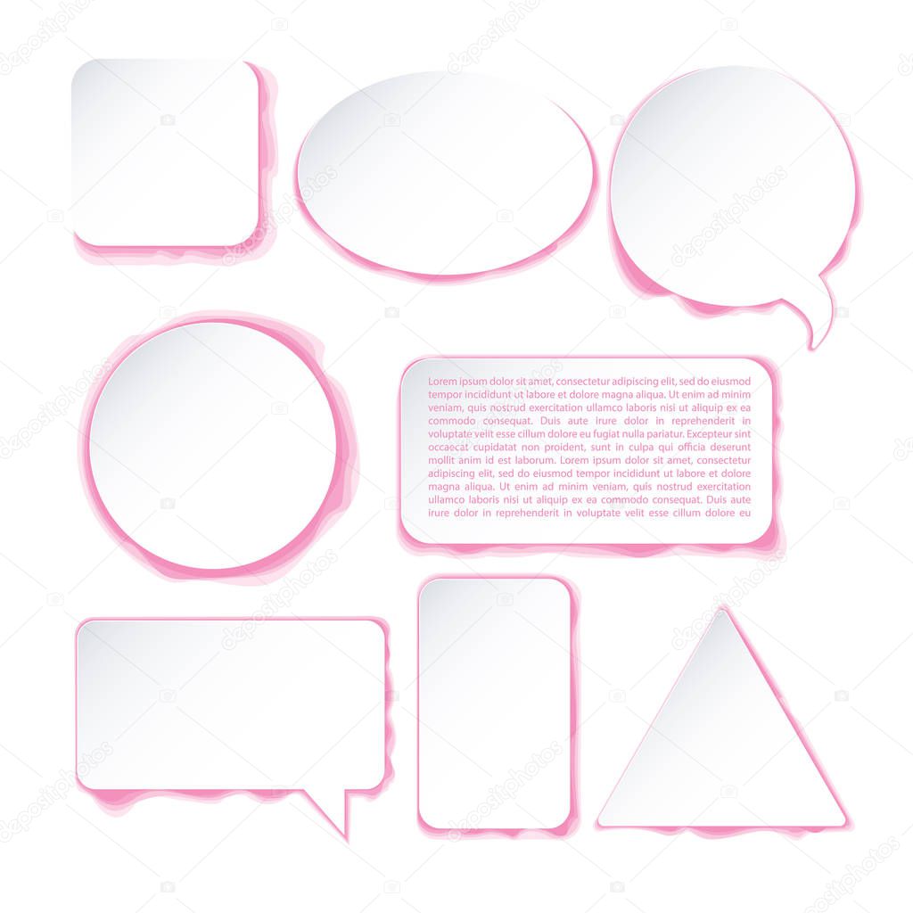 A set of white banners of various shapes for text placement. Dialog bubble.