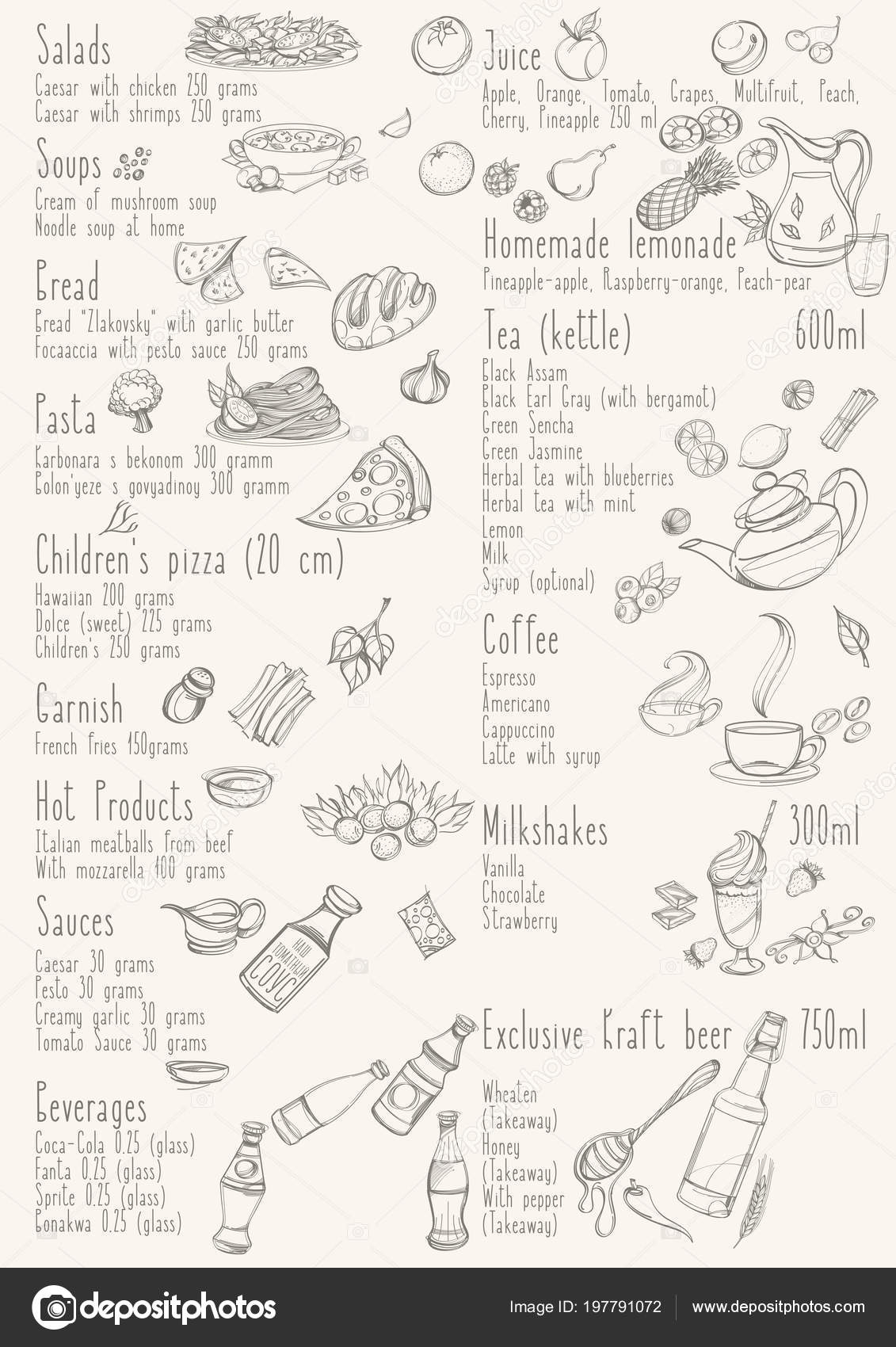 Black White Kontur Vorlage Mit Essen Pizza Oder Restaurant