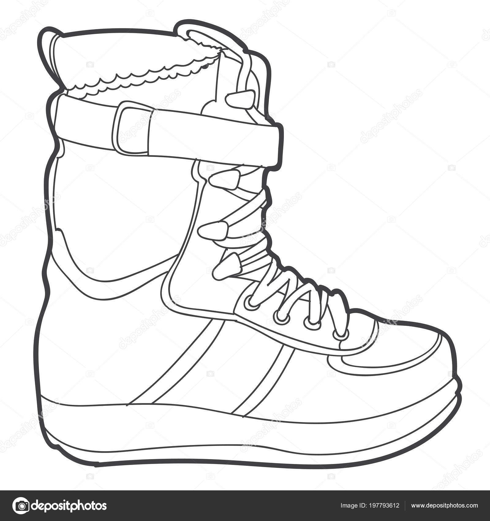 Bota Esquí Ilustración Monocromo Vector Aislado Sobre Fondo Bota Esquí Ilustración Monocromo Vector Aislado Sobre Fondo