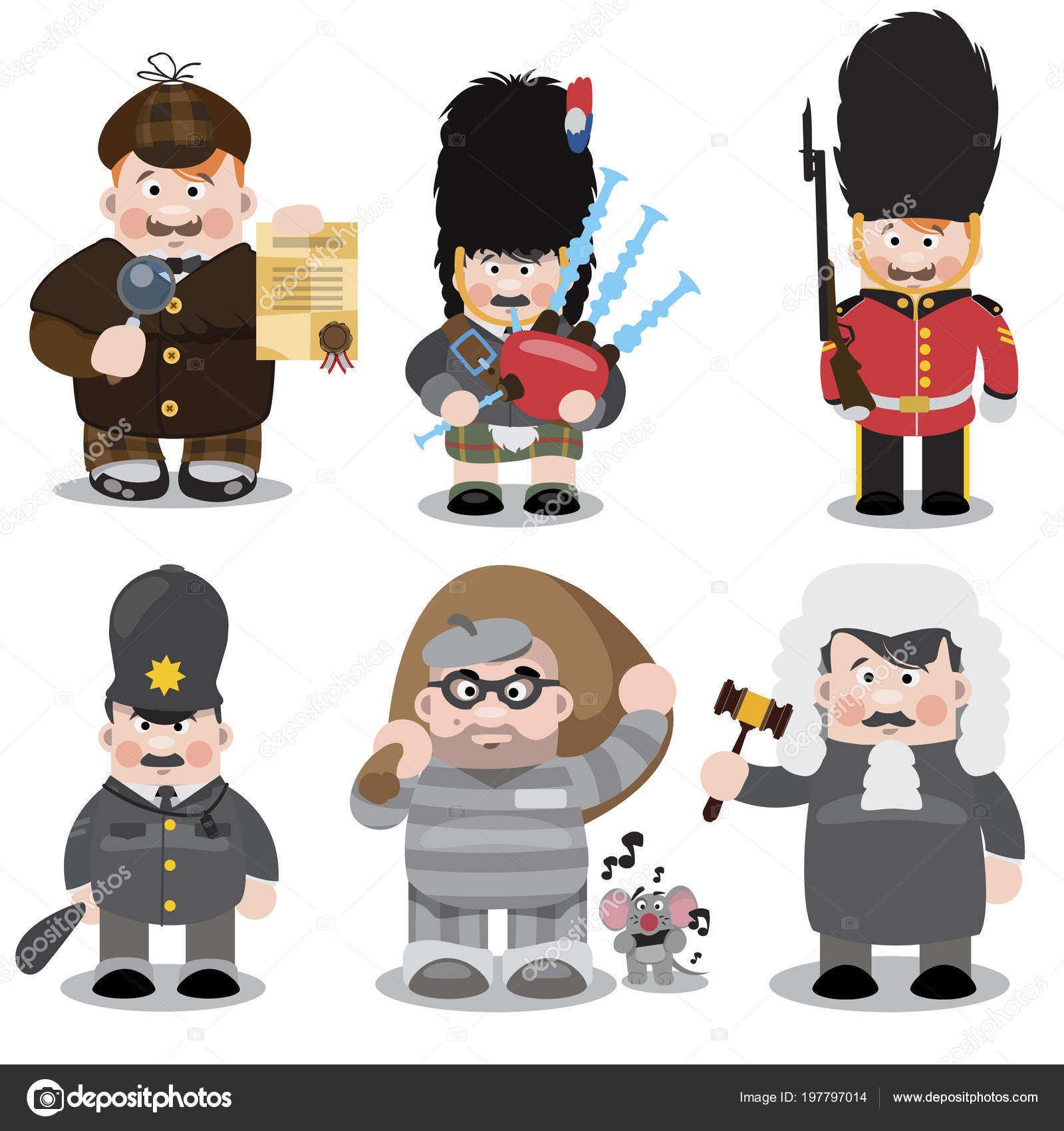 Set Cartoon Characters Sherlock Holmes Scotsman Royal Guard Policeman Thief Stock Vector Image by ©filkusto #197797014 Set Cartoon Characters Sherlock Holmes Scotsman Royal Guard Policeman Thief Stock Vector Image by ©filkusto #197797014