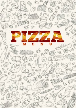 Pizza. Bir paket veya menü kapak oluşturmak için şablon.