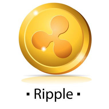 Dalgalanma. Altın sikke cryptocurrency logosu ile. Beyaz arka plan üzerinde izole vektör çizim.