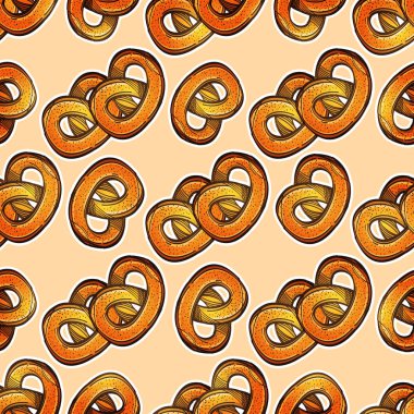 Vektör simit deseni. Renkli illüstrasyon izole bej renkli arka plan üzerinde