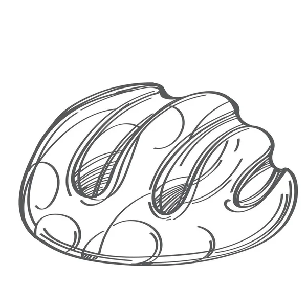ライ麦パンのパン モノクロ ベクトル白い背景で隔離の図 — ストックベクタ