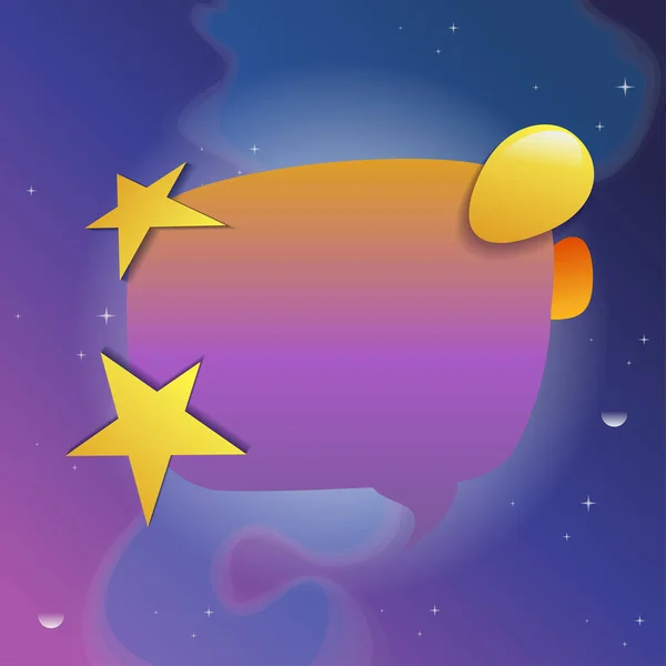 Bolla Vocale Con Stelle Illustrazione Vettoriale Sfondo Cosmico Blu Viola — Vettoriale Stock