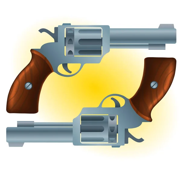 Two Realistic Revolvers Vector Illustration White Background — Stock Vector