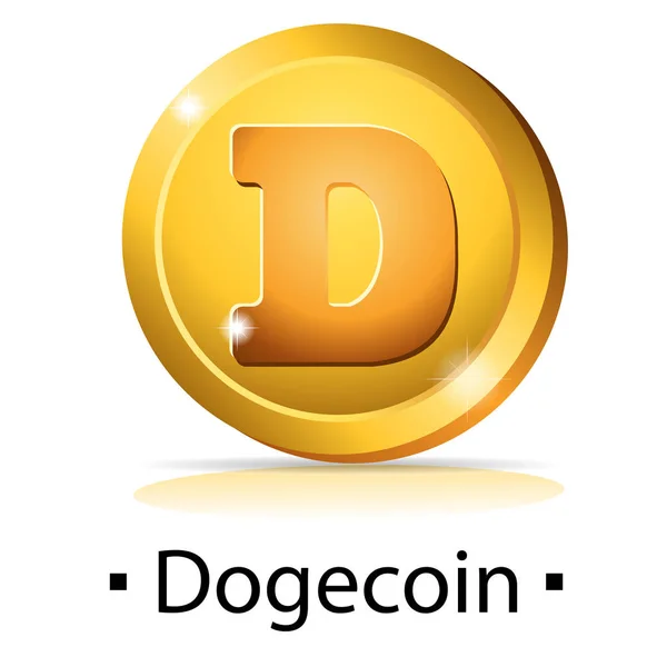 Dogecoin Moeda Ouro Com Logotipo Criptomoeda Ilustração Vetorial Isolada Sobre —  Vetores de Stock