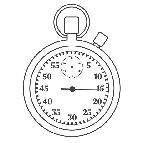 Stopwatch Icon Flat Design Vector Monochrome Illustration Isolated White Background — Stock Vector