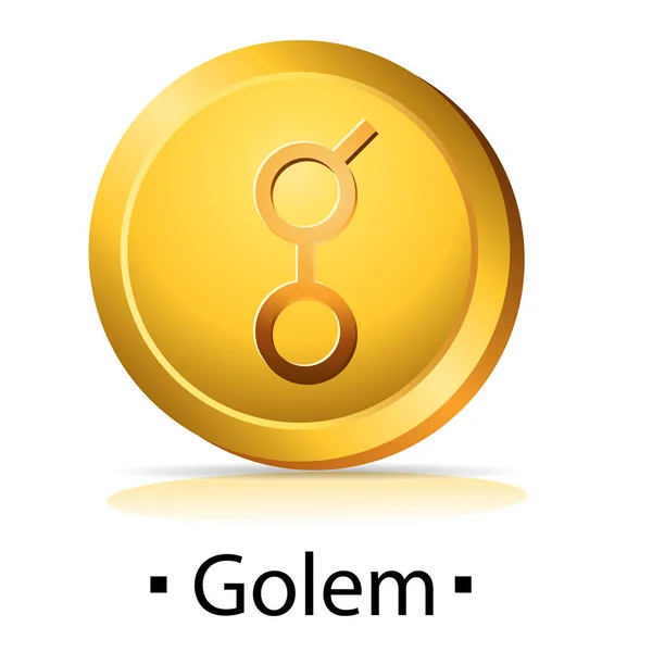 Golem Gold Coin Cryptocurrency Logo Vector Illustration Isolated White Background — Stock Vector