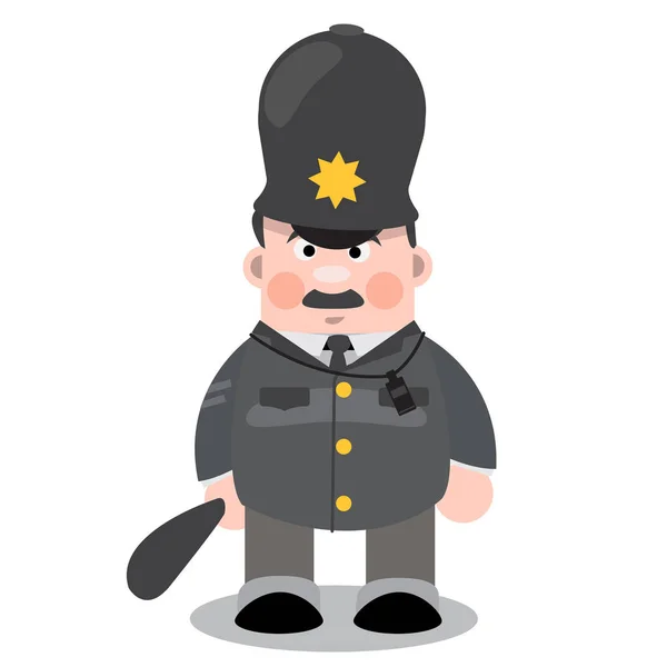 Poliziotto Uniforme Poliziotto Con Truncheon Mano Illustrazione Vettoriale Isolata Sfondo — Vettoriale Stock