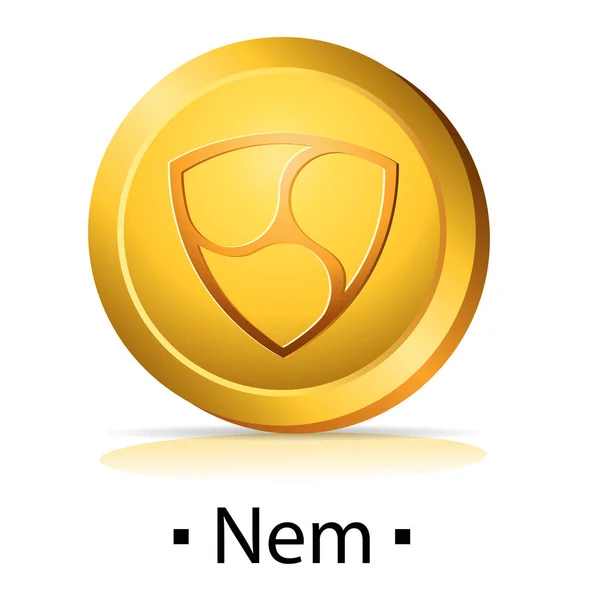 Nem Gouden Munten Met Cryptocurrency Logo Vectorillustratie Geïsoleerd Witte Achtergrond — Stockvector